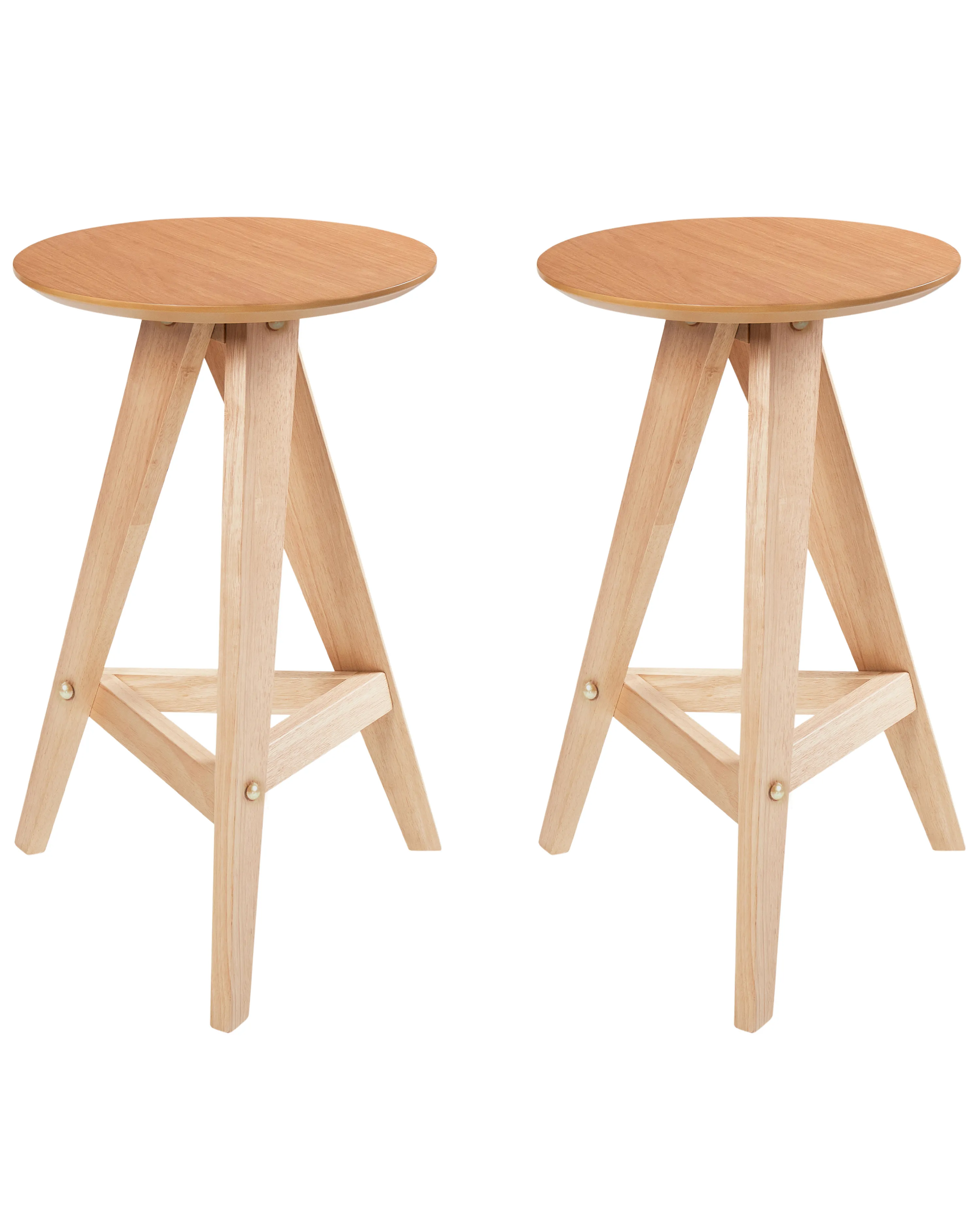 Set of 2 Bar Stools AROMA Wood Light Brown