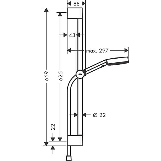 Ecostat Set Mitigeur thermostatique douche   Douchette à main XXL 105mm 3 jets, flexible douche 160cm, barre 65cm