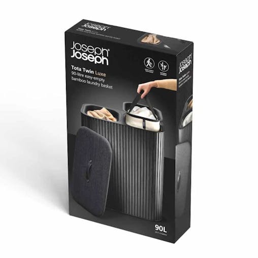 Joseph Joseph Tota Twin Luxe 90L Laundry Separation Basket Black