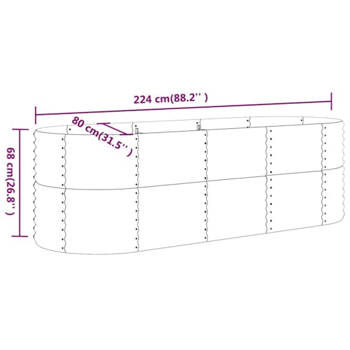 NNEVL Garden Planter Powder-coated Steel 224x80x68 cm Grey