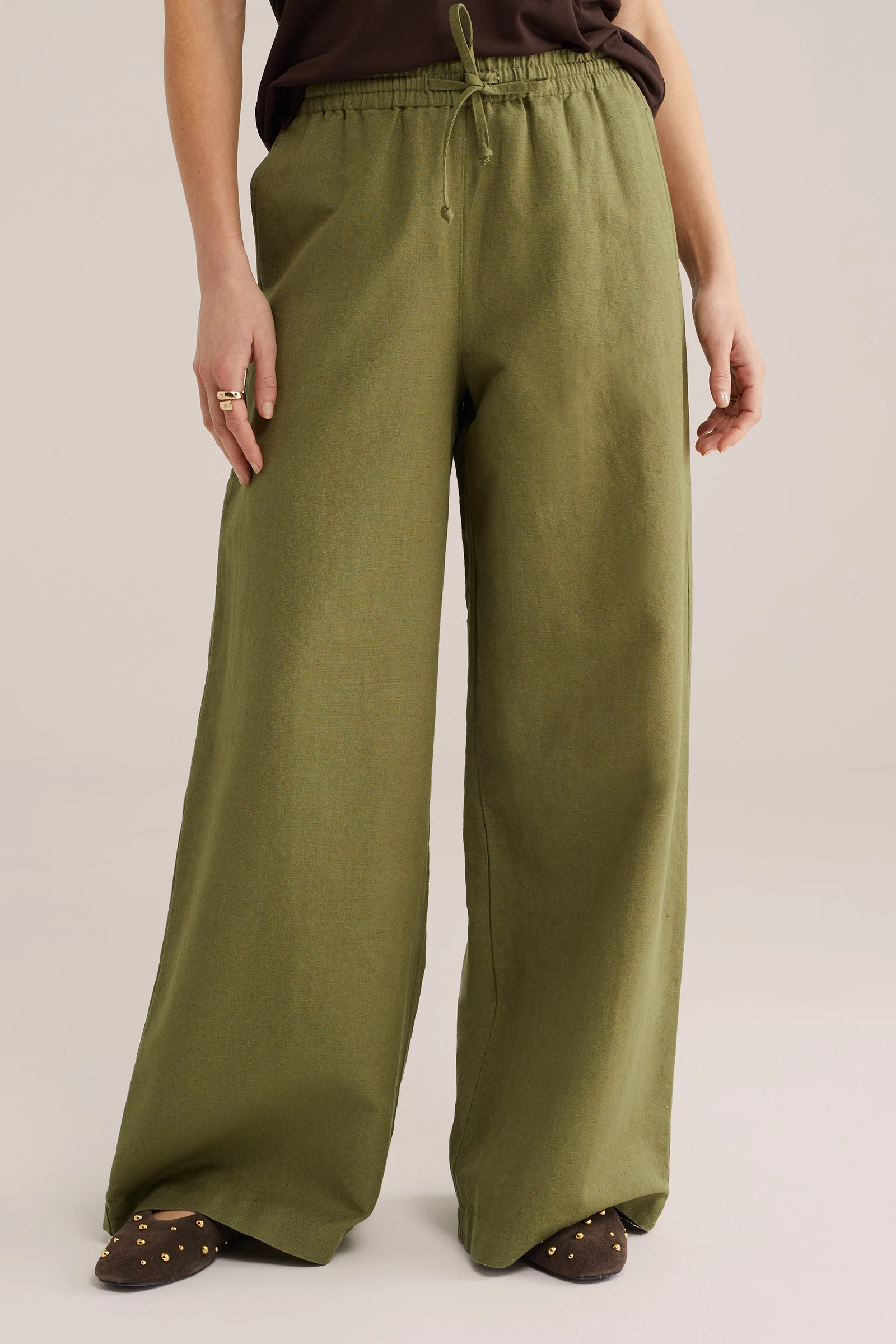 Dames wide leg broek van linnenmix