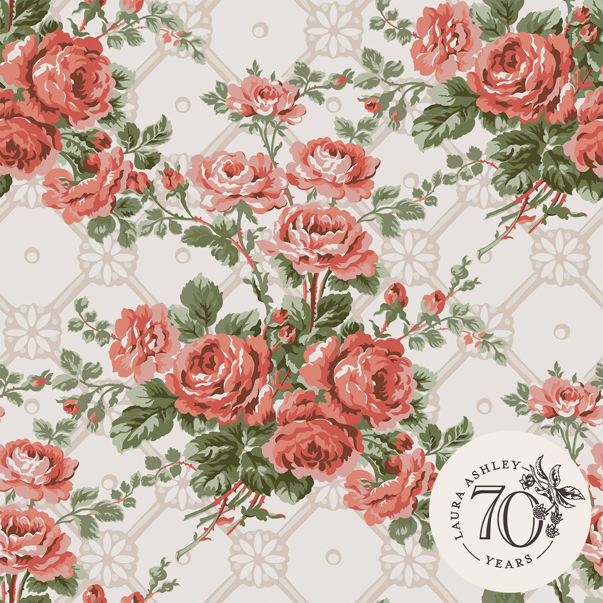 Laura Ashley Vliesbehang - Country Roses Old Rose 10mx52cm