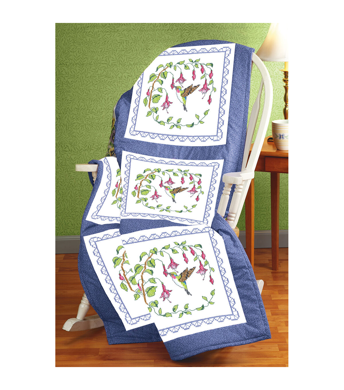 Janlynn 18 Hummingbird Quilt Block Stamped Cross Stitch Kit 6pk
