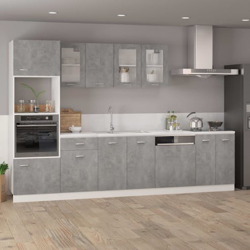NNEVL Microwave Cabinet Concrete Grey 60x57x207 cm Chipboard