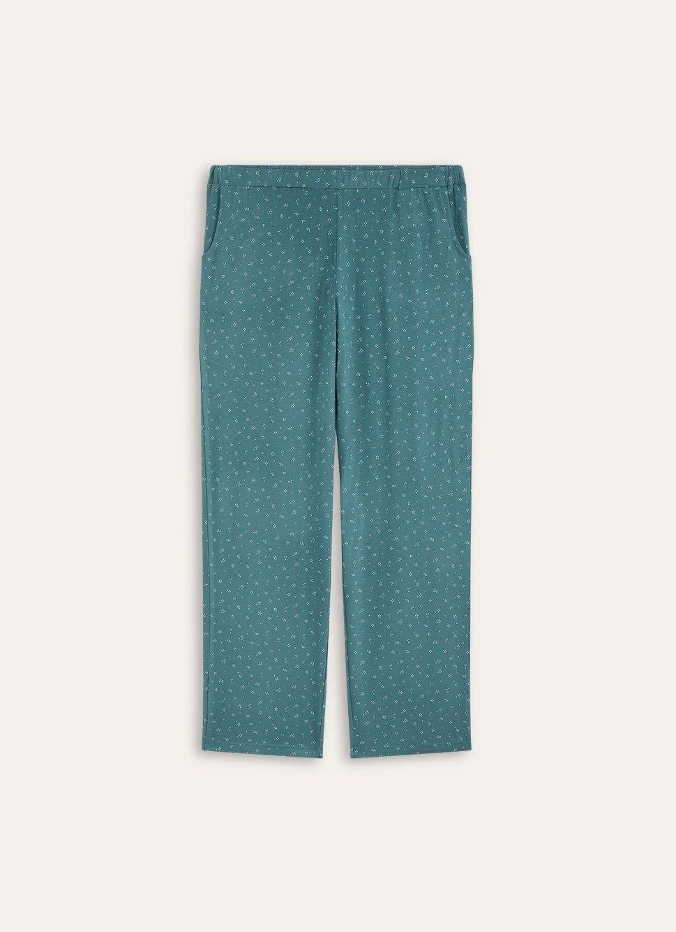 PANTALON DROIT CORAIL POIS BLANC