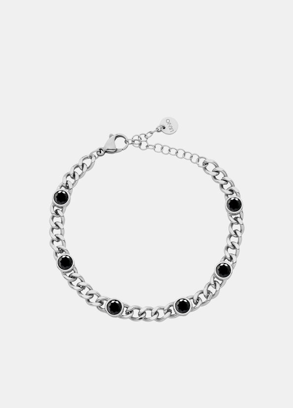 Bracciale in acciaio con pietre nere