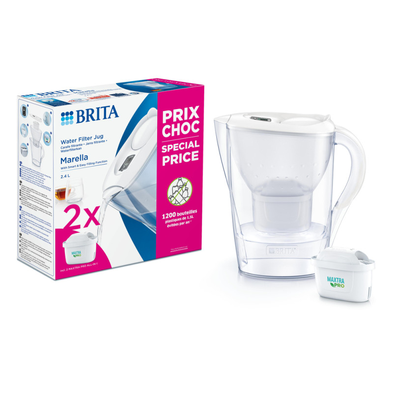 Carafe Marella avec cartouches filtrantes Maxtra  2 pièces BRITA