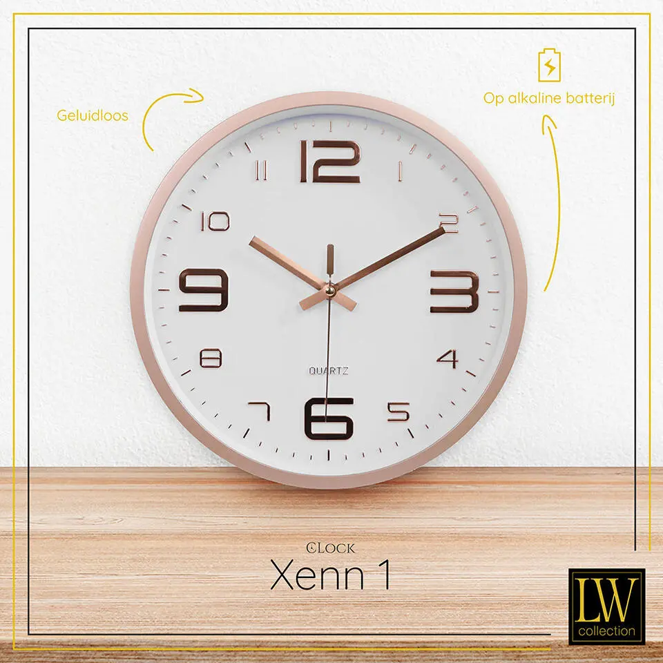 LW Collection Keukenklok Xenn1 ros&eacute; wit 30cm