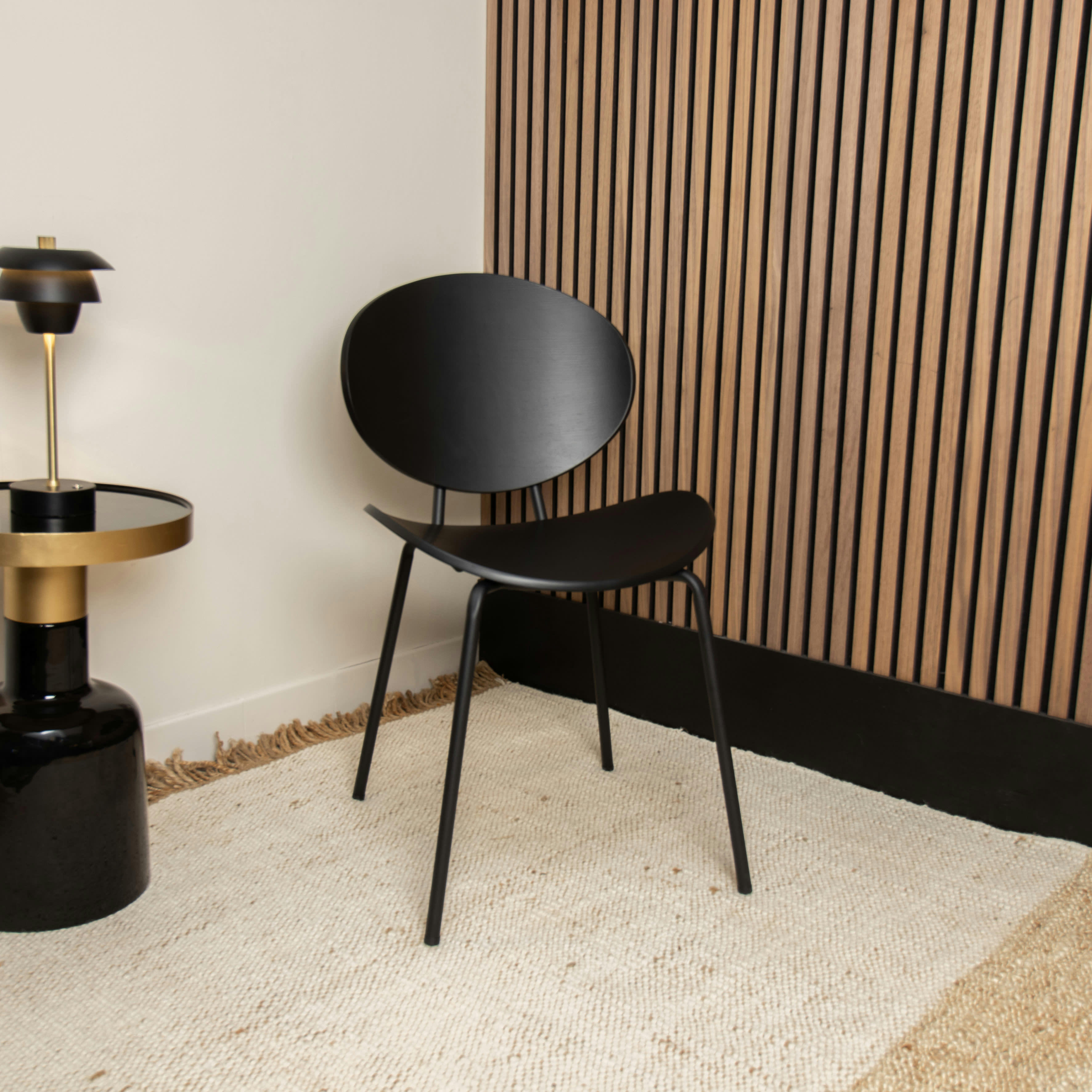 GASPARD - Lot de 2 chaises en bois et pieds en métal noir