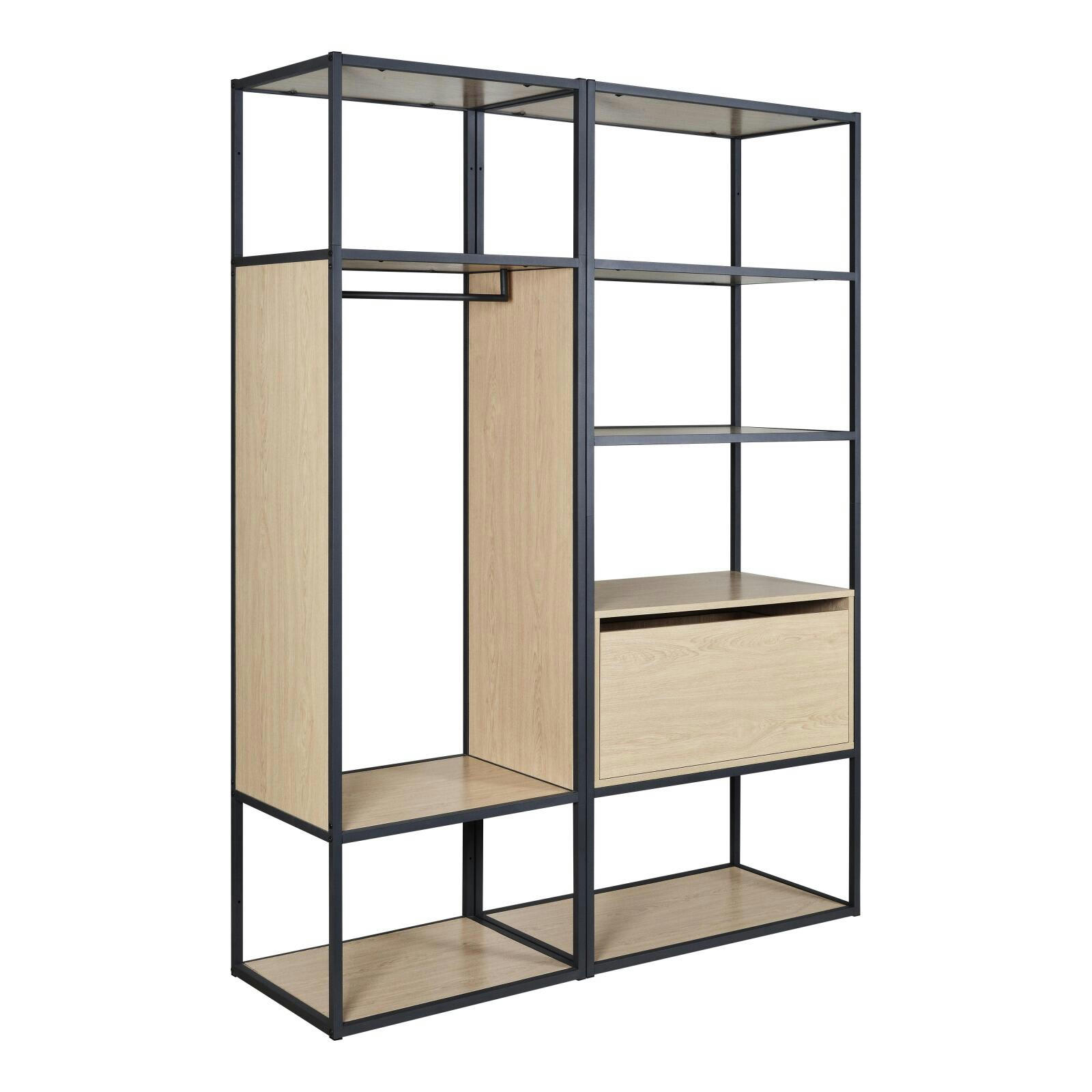 OSLO - Portants vêtements bois et métal noir - Lot de 2