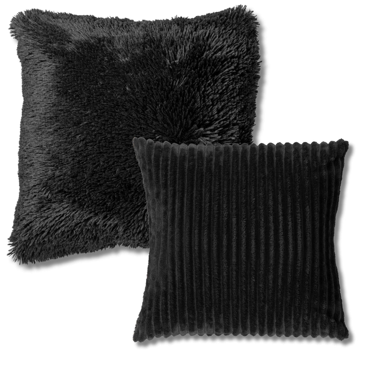 KUSSENSET - 2-delig - Cosy Layers - 60x60 cm, 45x45 cm - inclusief binnenkussens - zwart
