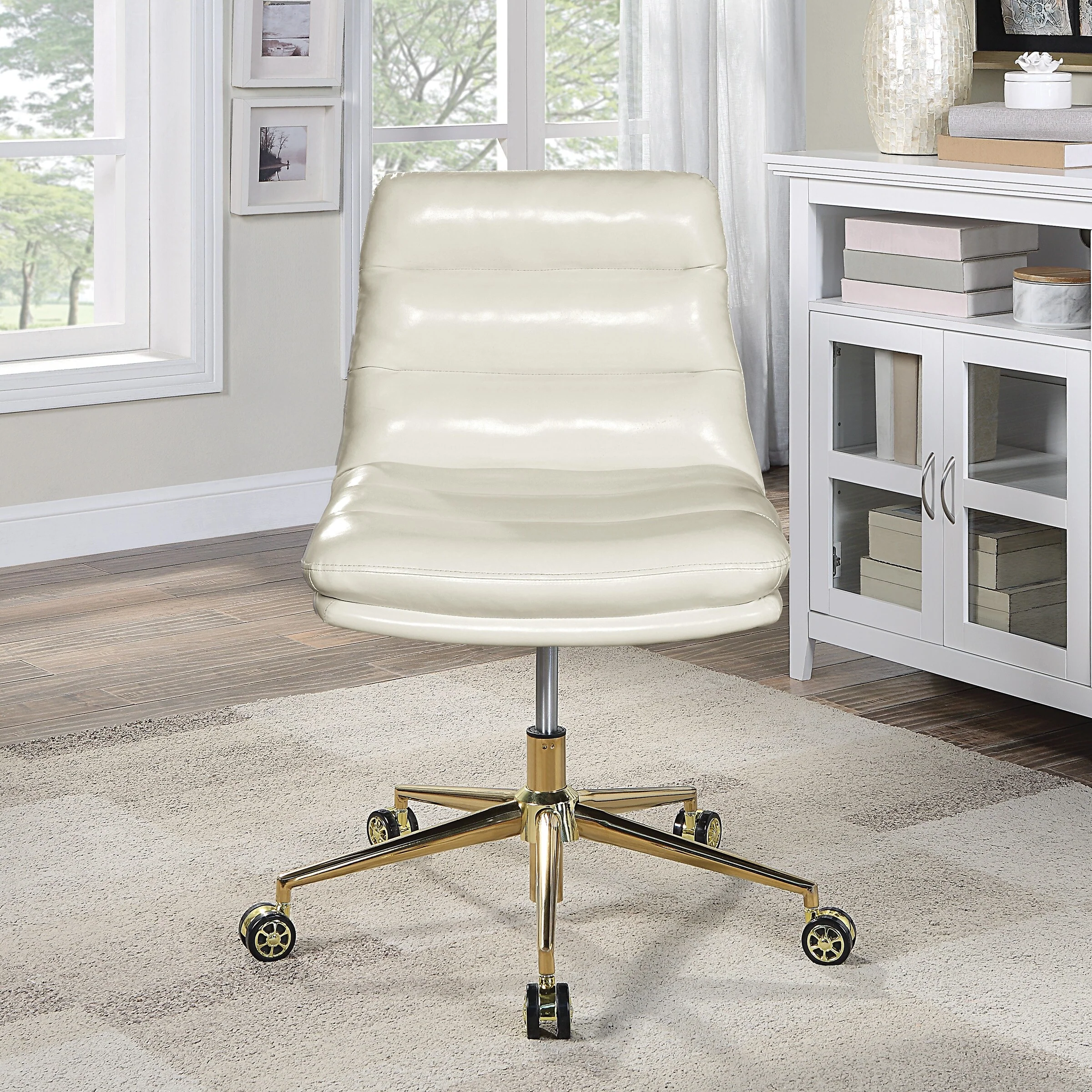 Legacy Office Chair in Faux Leather with Gold Base