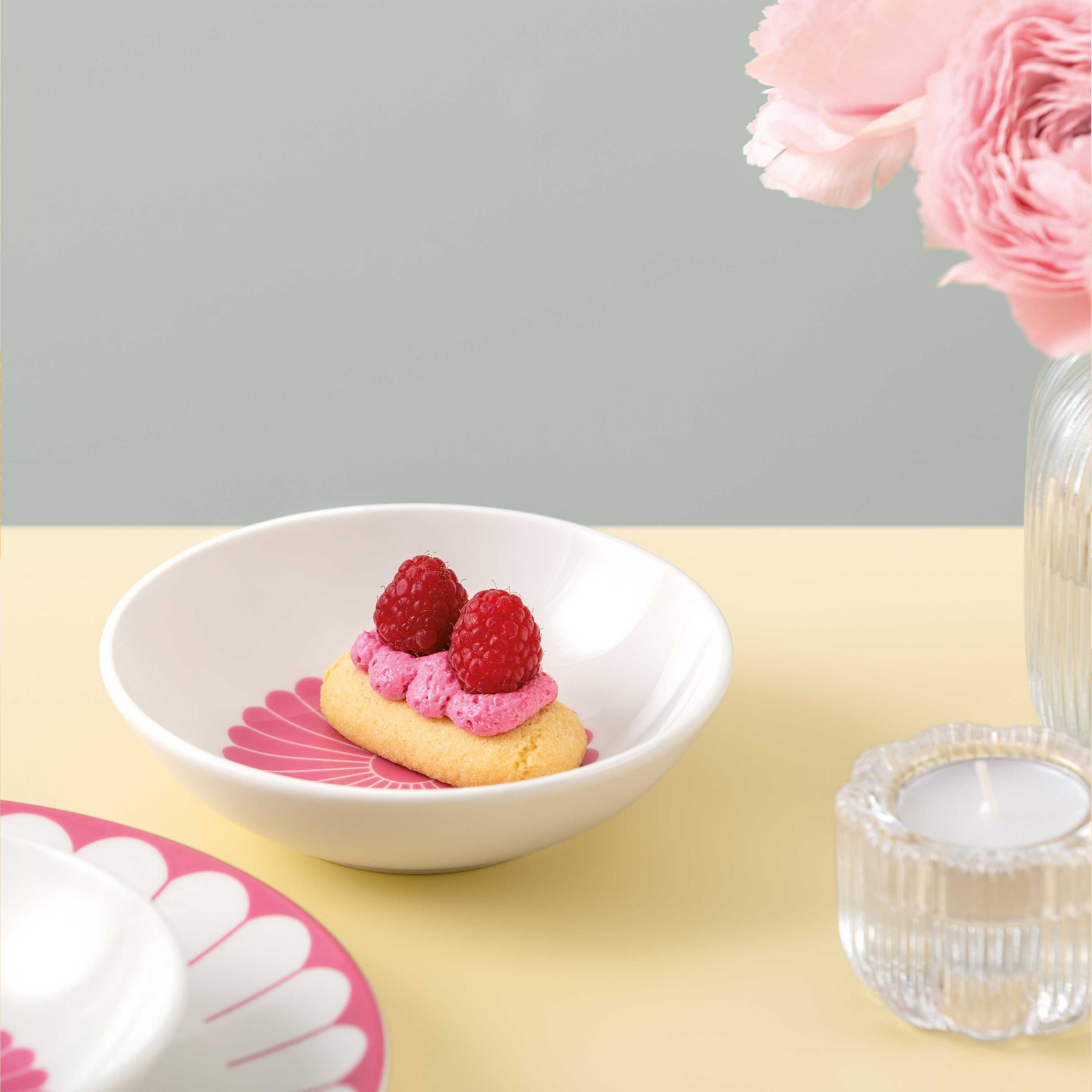 Fleur Appetizer/ Dessert Bowl - Fuchsia, 3.8 oz, Premium Porcelain