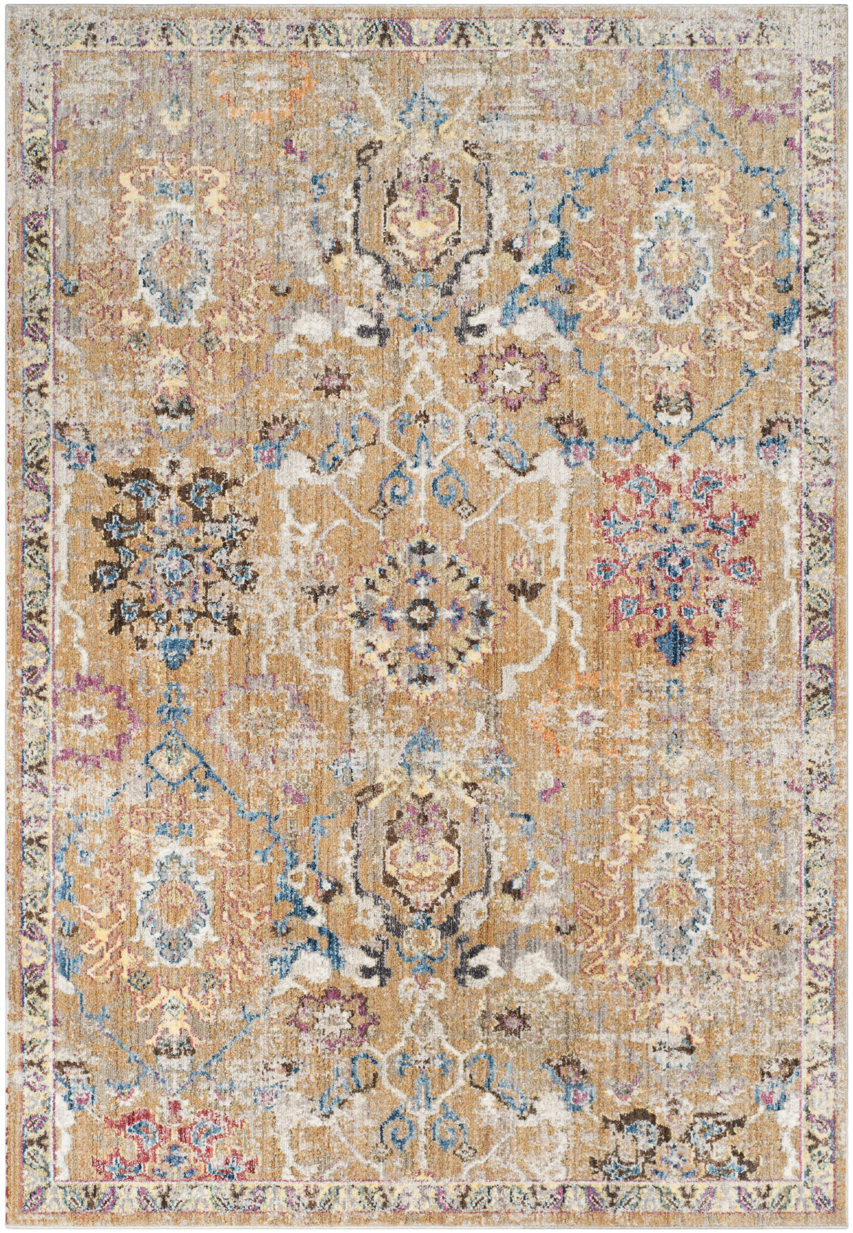 BRISTOL - Tapis de salon interieur en camel & bleu, 183 x 274 cm