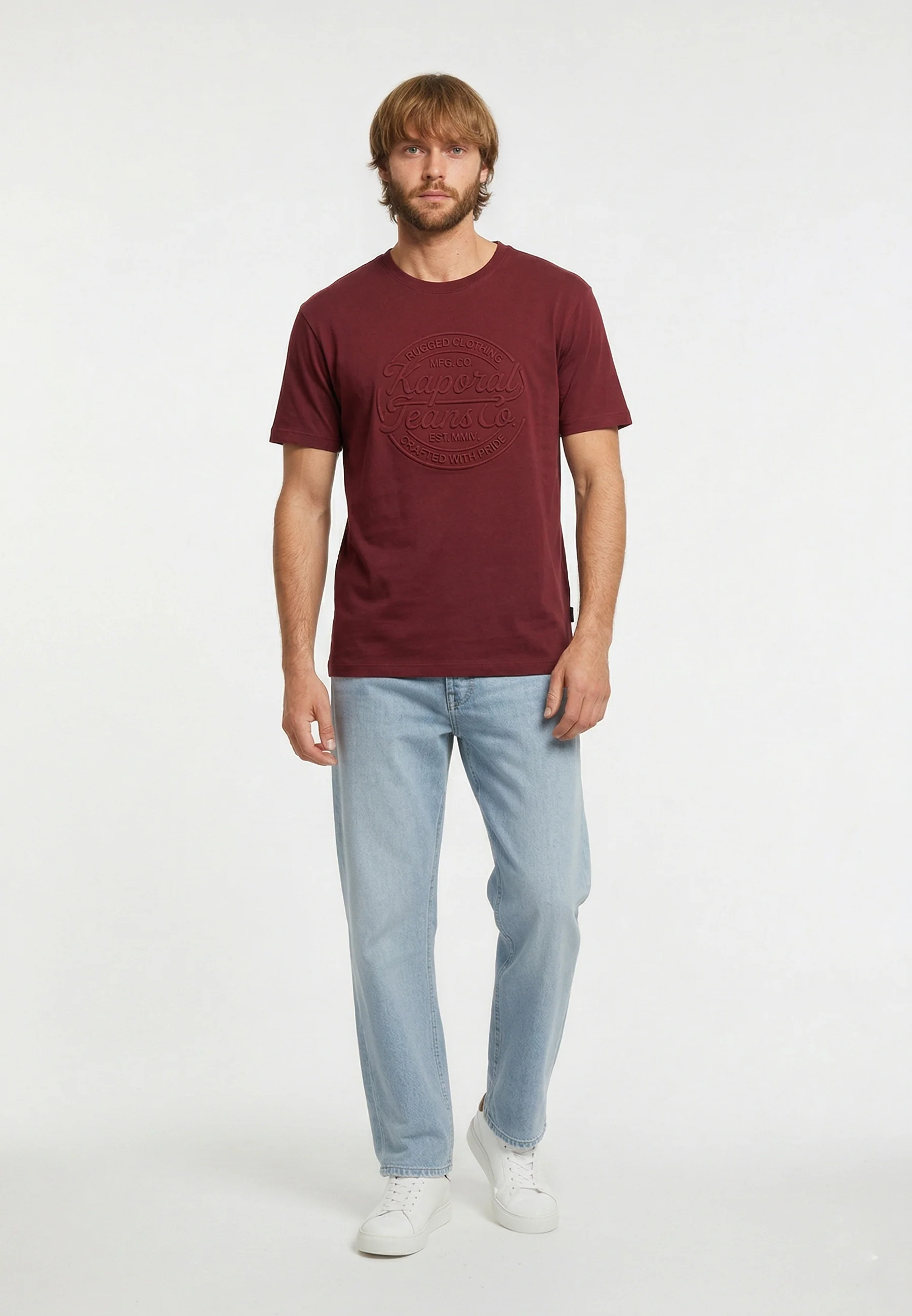 T-shirt manches courtes regular rouge bordeaux coton KRAFT