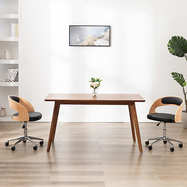 Chaise pivotante de bureau Noir Bois courbé et similicuir vidaXL