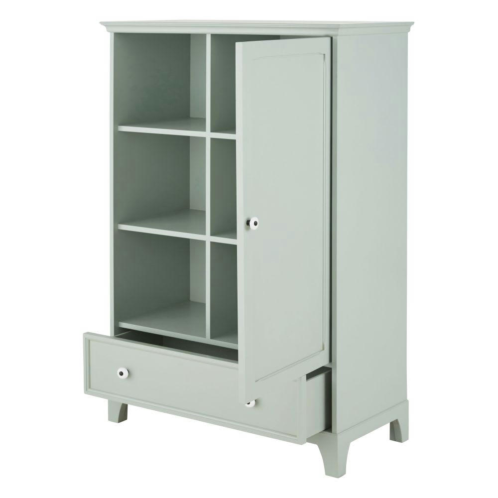 Antwerp - Cabinet de rangement enfant 1 porte 1 tiroir vert de gris