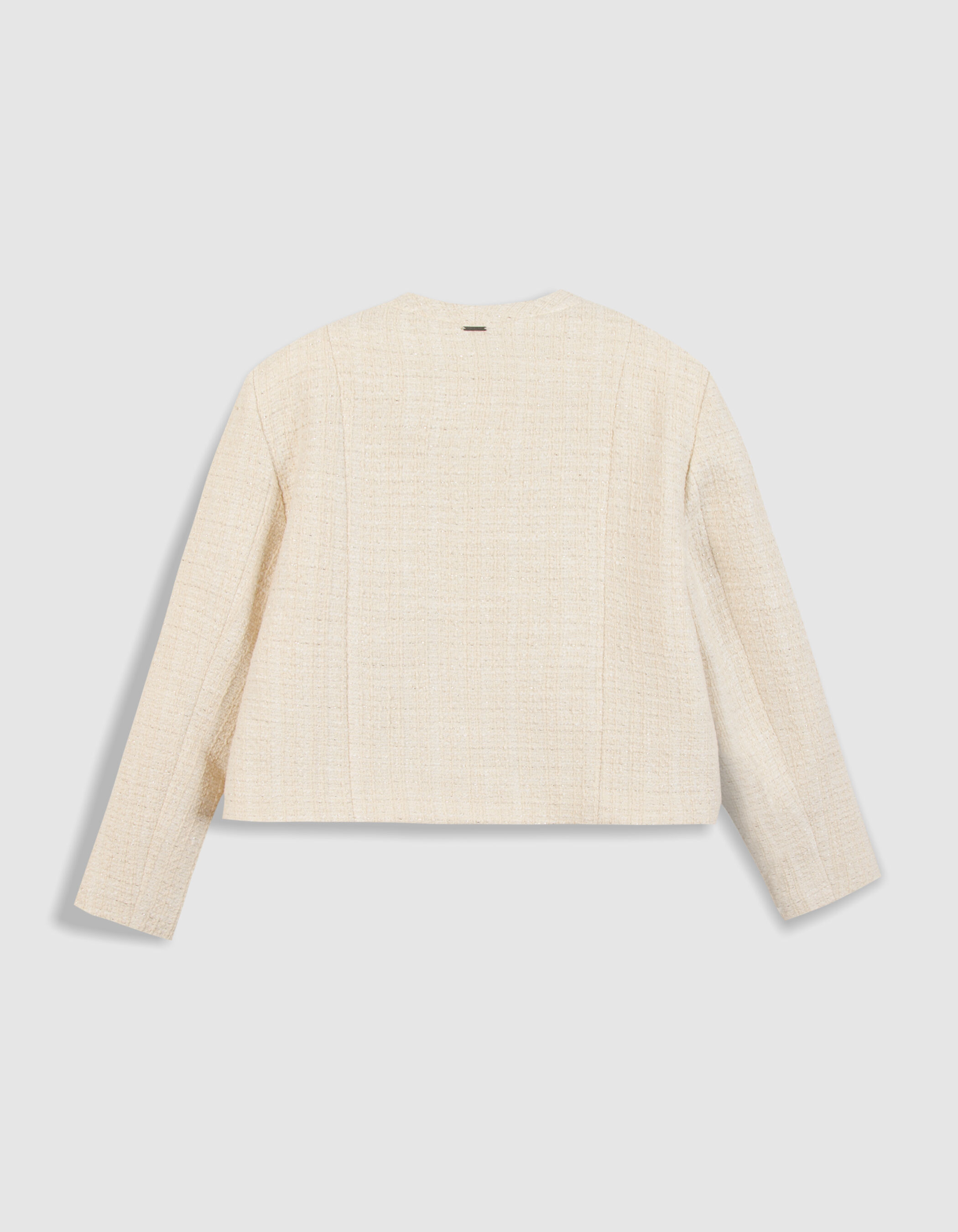 Veste boléro blanche effet tweed manches 7/8e Femme
