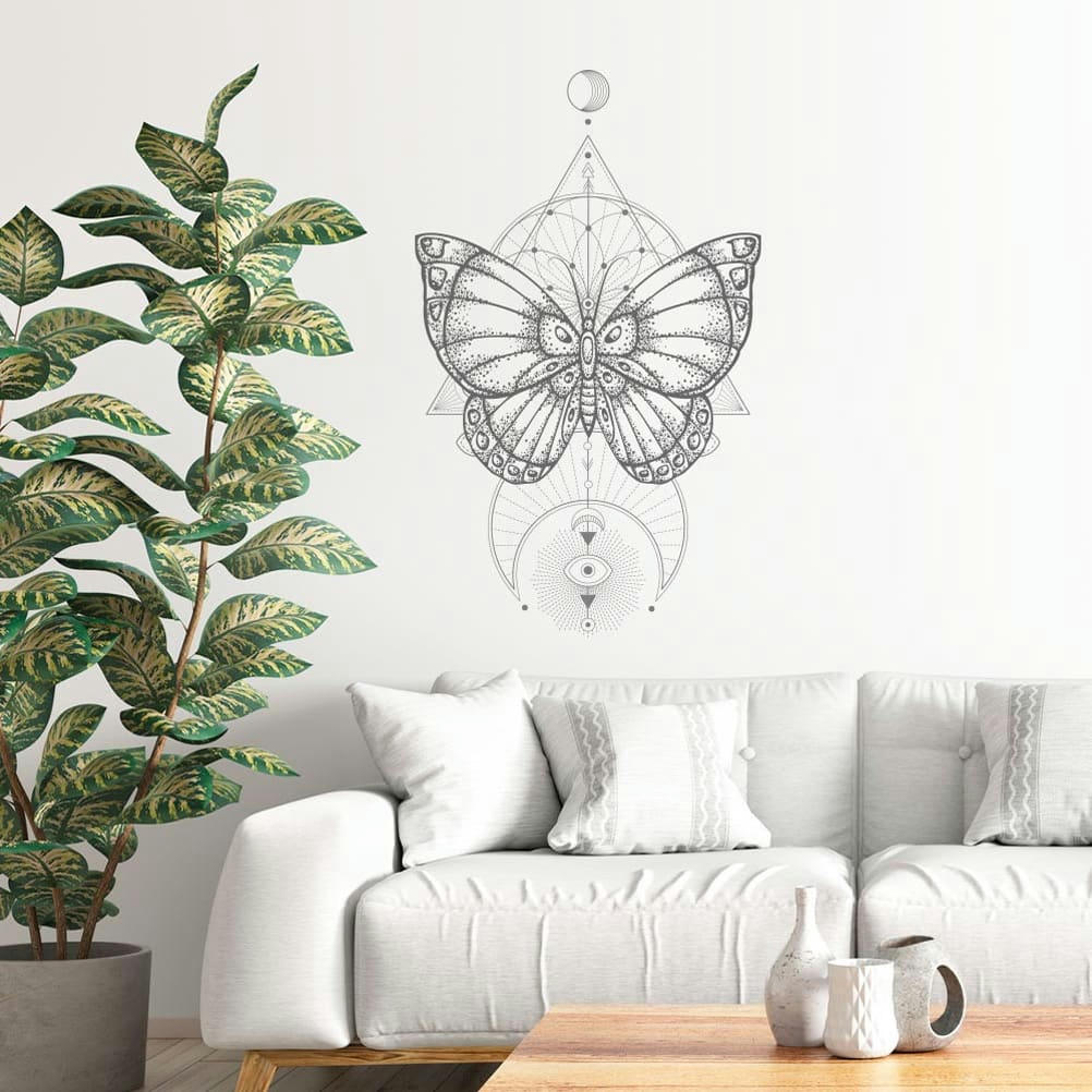 BOHO PAPILLON - Décoration adhésive murale papillon 70x50