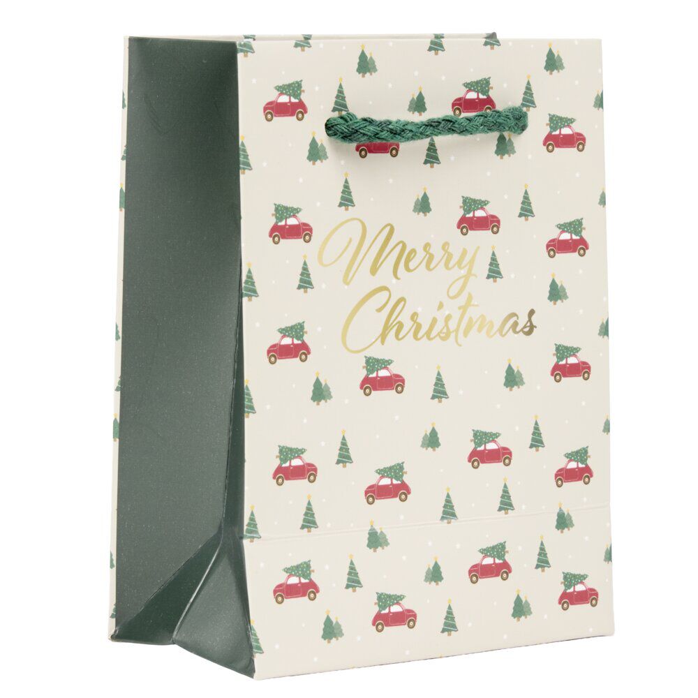 Sac cadeau No&euml;l fantasia motif traditionnel 11x9,5xH15cm (2 modèles)