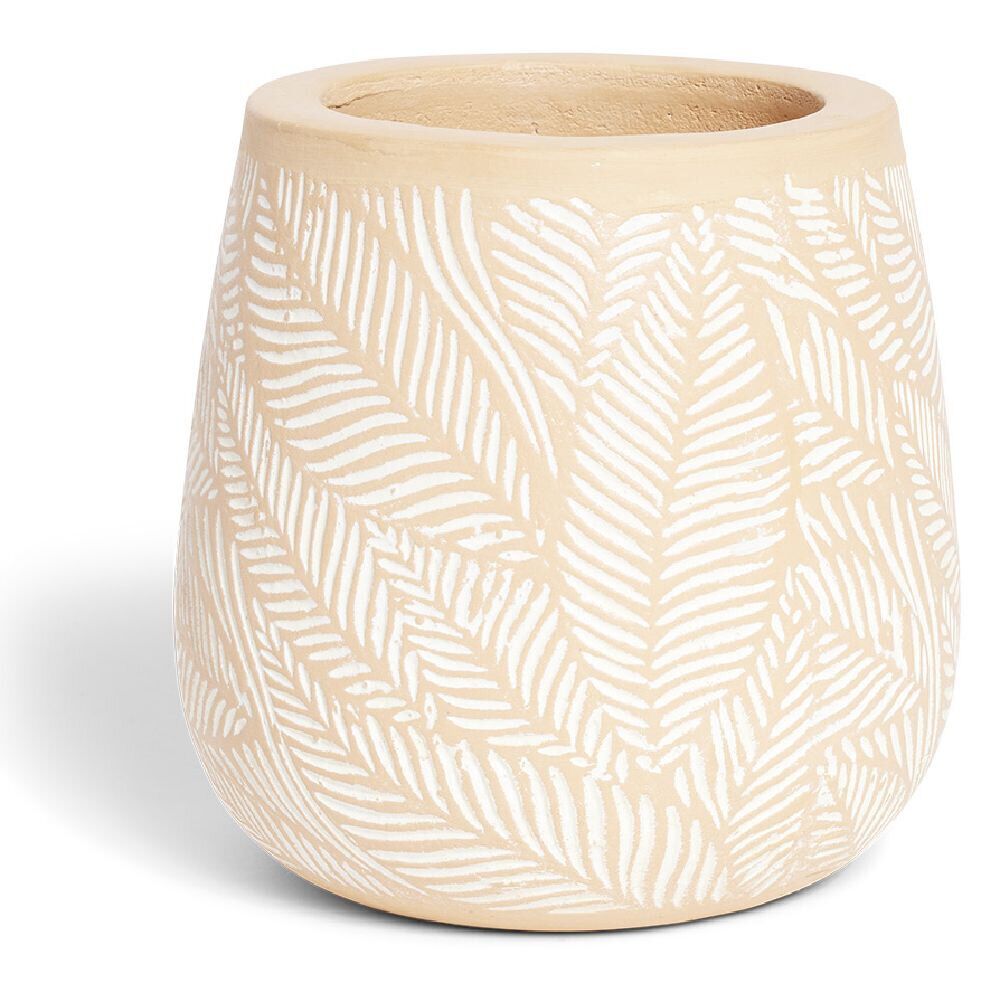 Pot de jardin terre cuite motif fleur blanche Ø20xH20cm