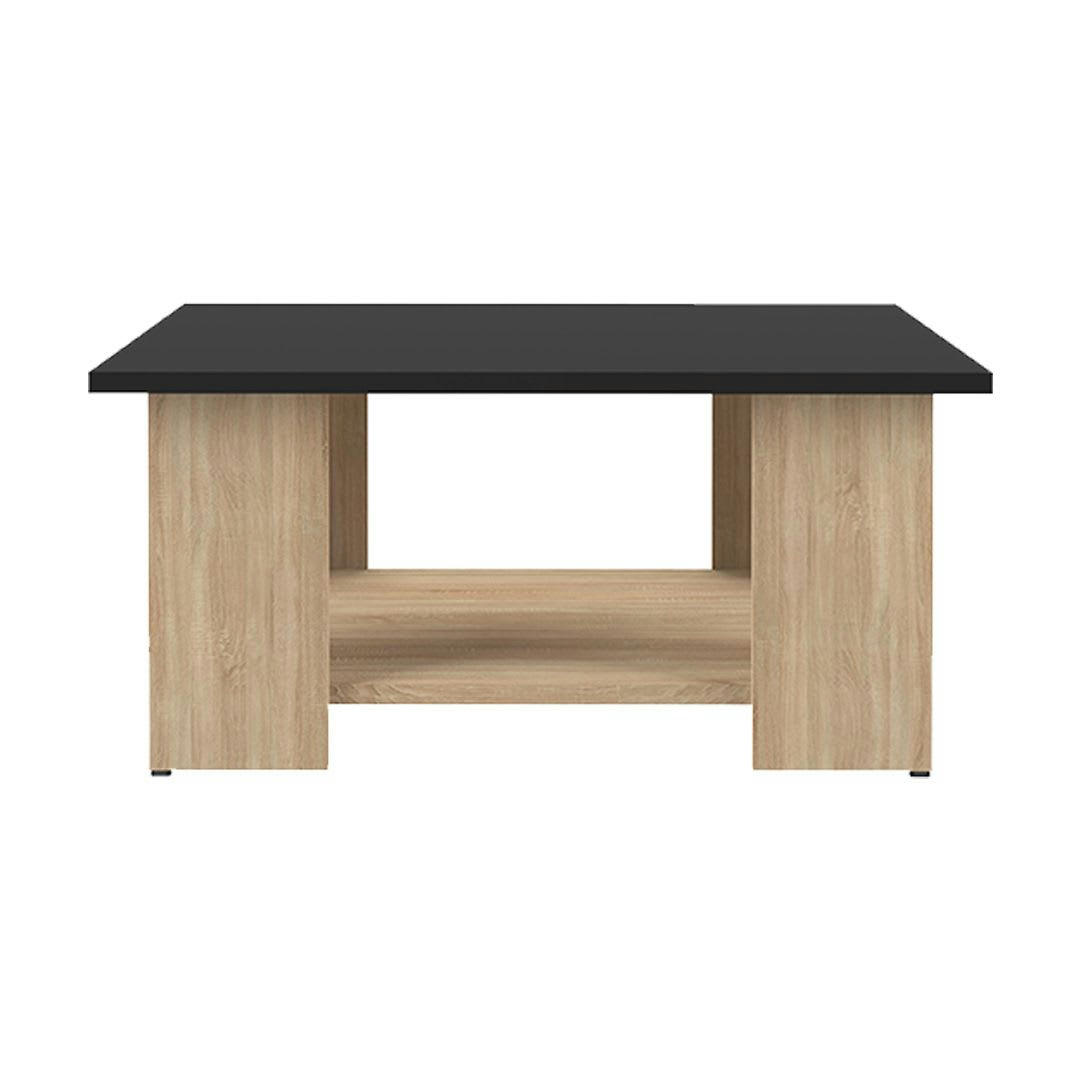 SQUARE - Table basse effet bois chêne naturel et noir