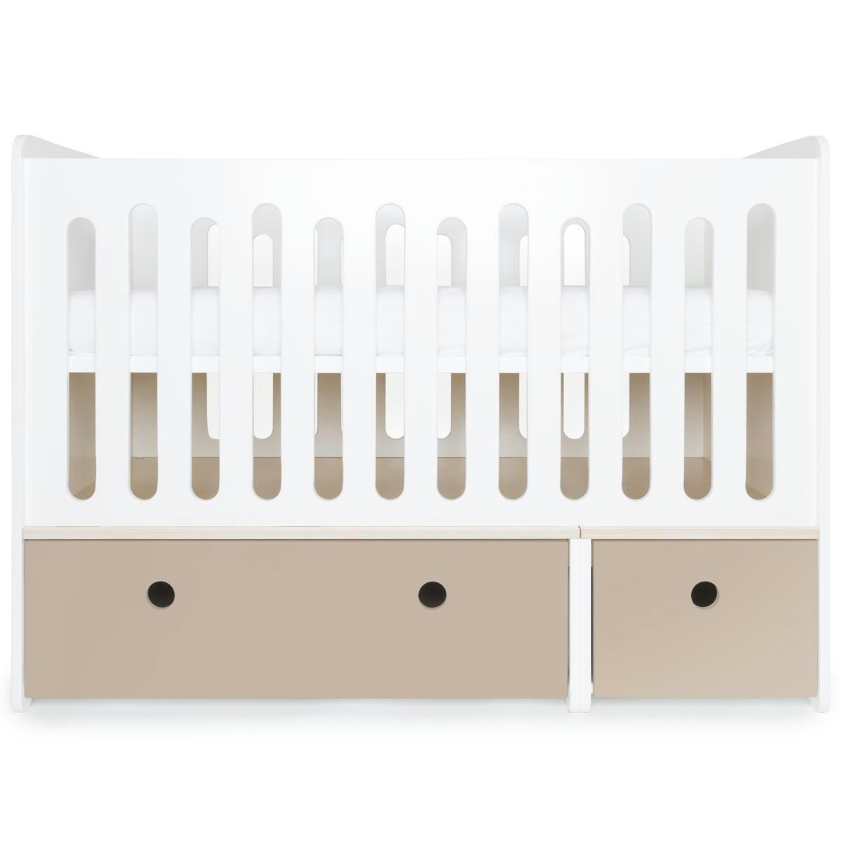 COLORFLEX - Lit bébé évolutif 70x140cm gris chaud