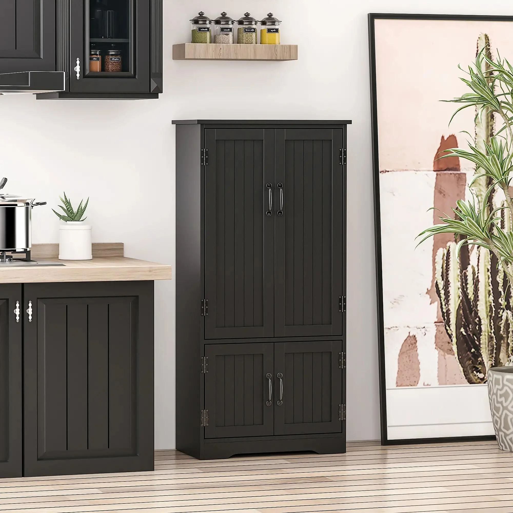 Accent Floor Storage Cabinet Kitchen Pantry,Adjustable Shelves,2 Doors
