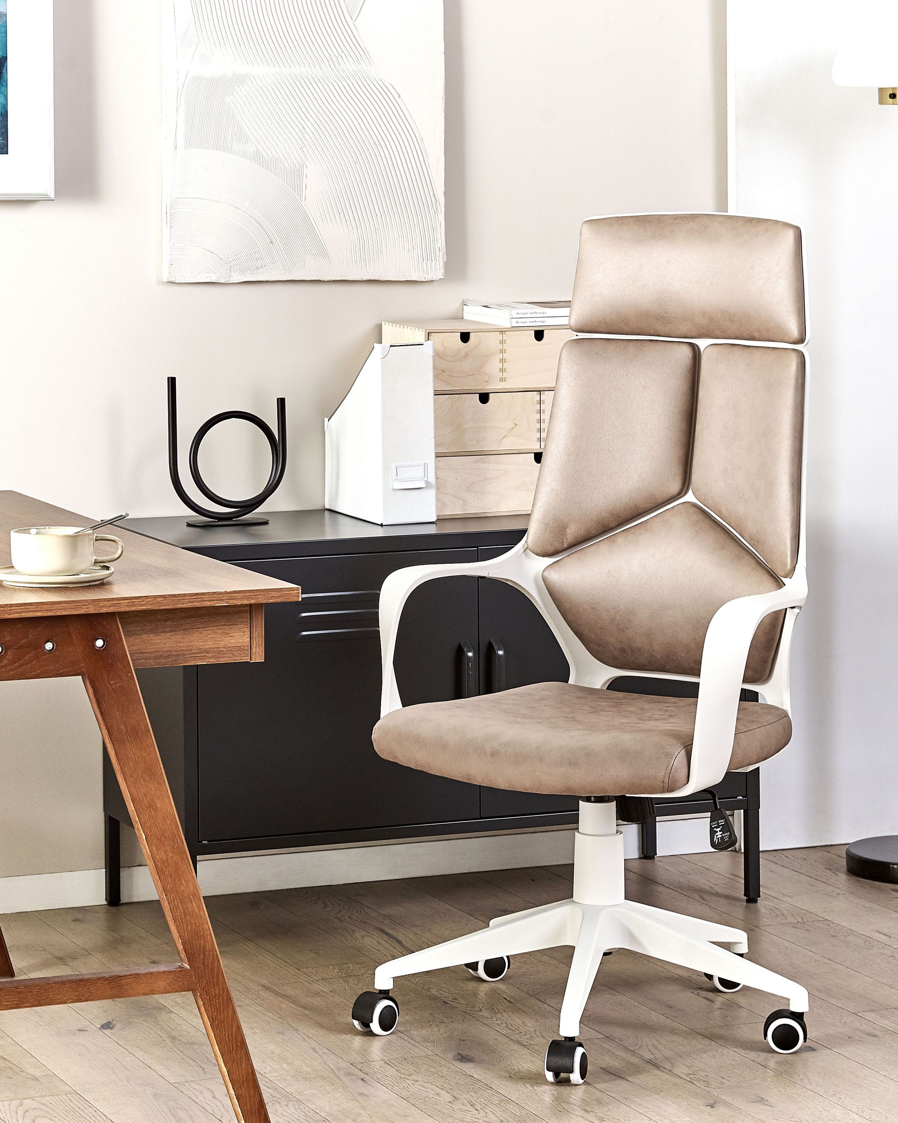 Office Chair DELIGHT Faux Suede Sand Beige