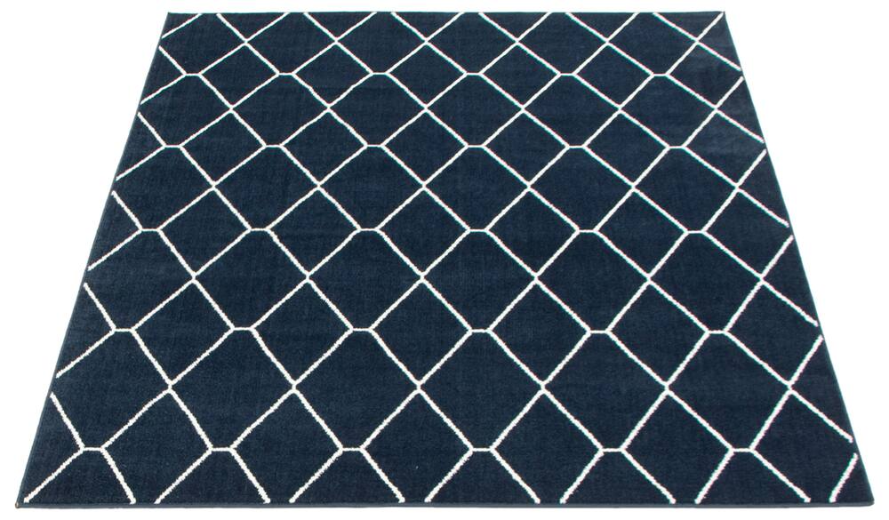 ECARPET Macy Diamante Indoor Geometric Area Rug, Navy/White, Assorted Sizes