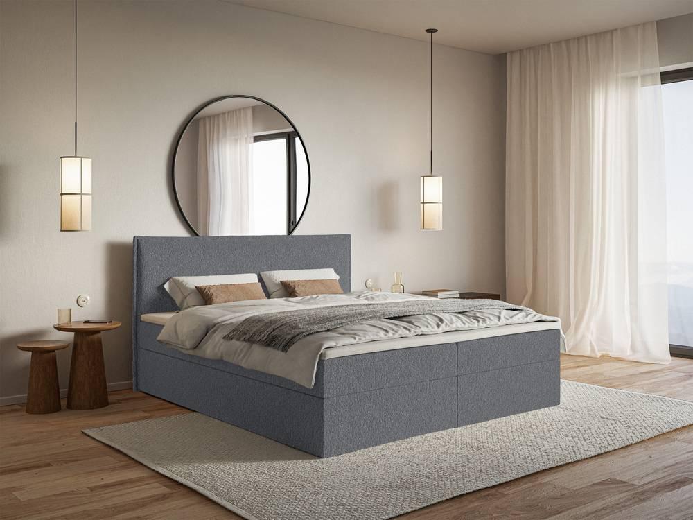 Boxspring Esmay chenille met opbergruimte en topper 140 x 200 cm