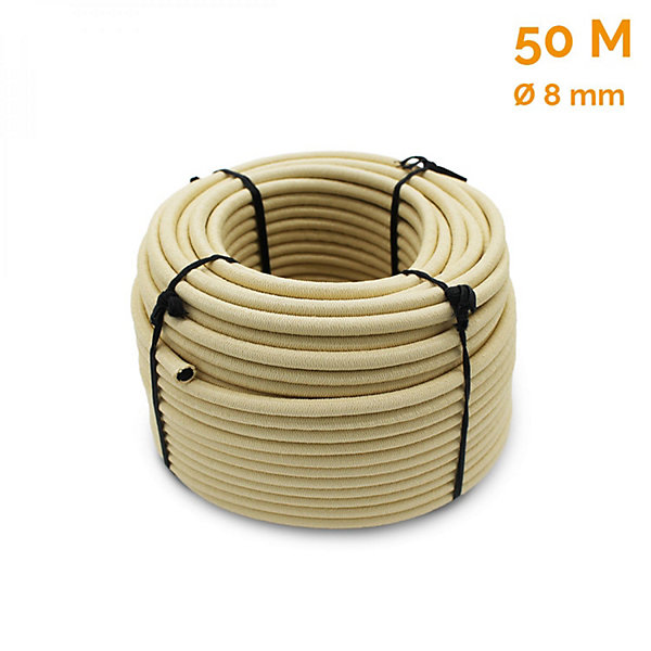 Bobine, rouleau de tendeur élastique - 50 mètres x 8 mm - Beige - Linxor