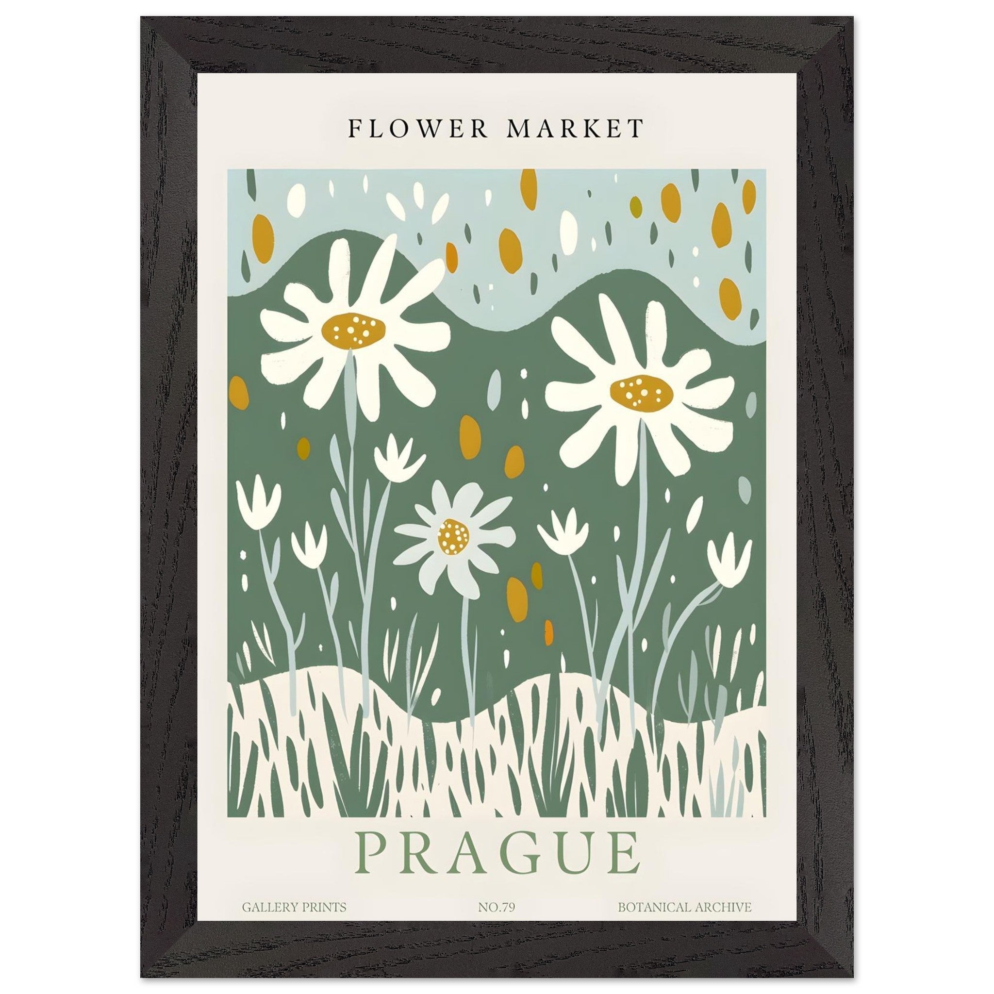 Artfulprints Poster met Lijst Flower market - Prague II  - A4 21x29.7 cm - Meerkleurig
