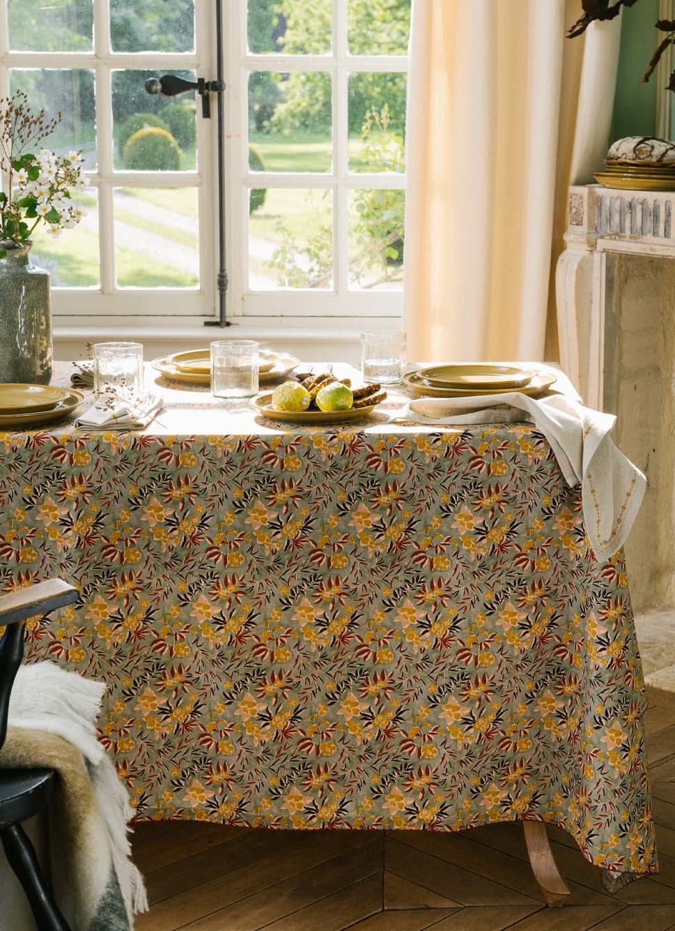 NAPPE EN COTON IMPRIMÉ FLORAL MULTICOLORE