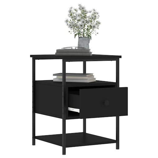 NNEVL Bedside Cabinets 2 pcs Black 40x42x56 cm Engineered Wood