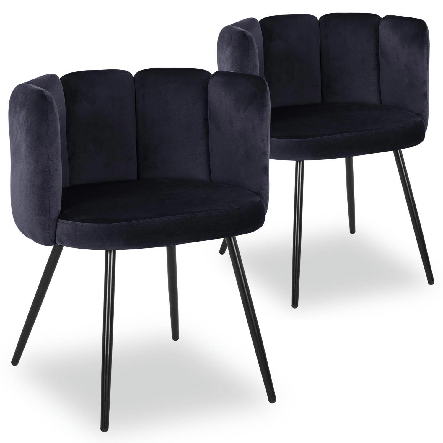 AMELA - Lot de 2 chaises velours noir