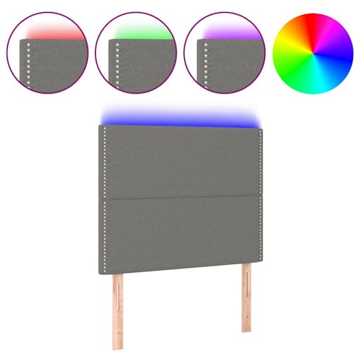 NNEVL LED Headboard Dark Grey 80x5x118/128 cm Fabric