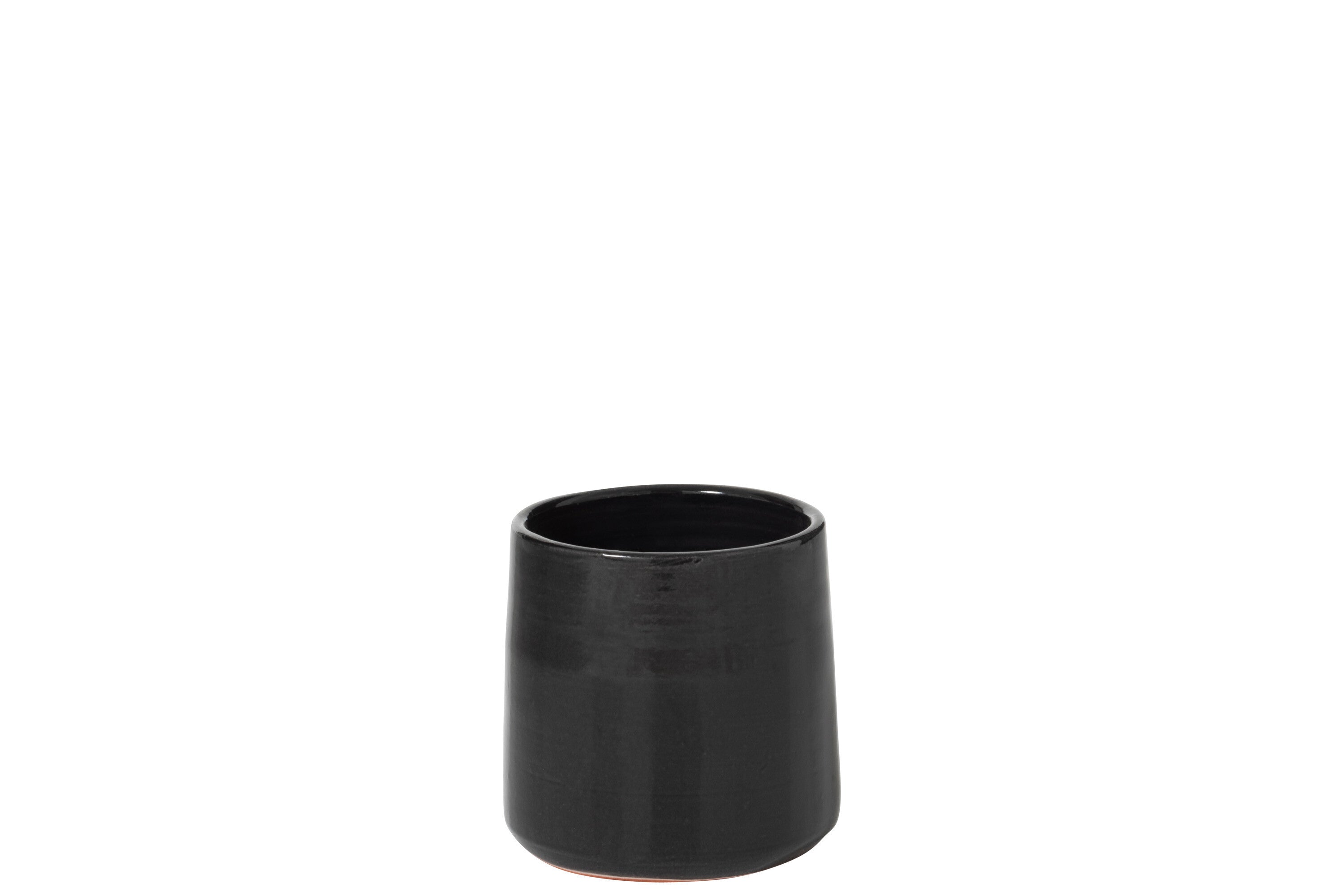 J-Line bloempot Rond - keramiek - zwart - small - 2 stuks - Ø 18 cm