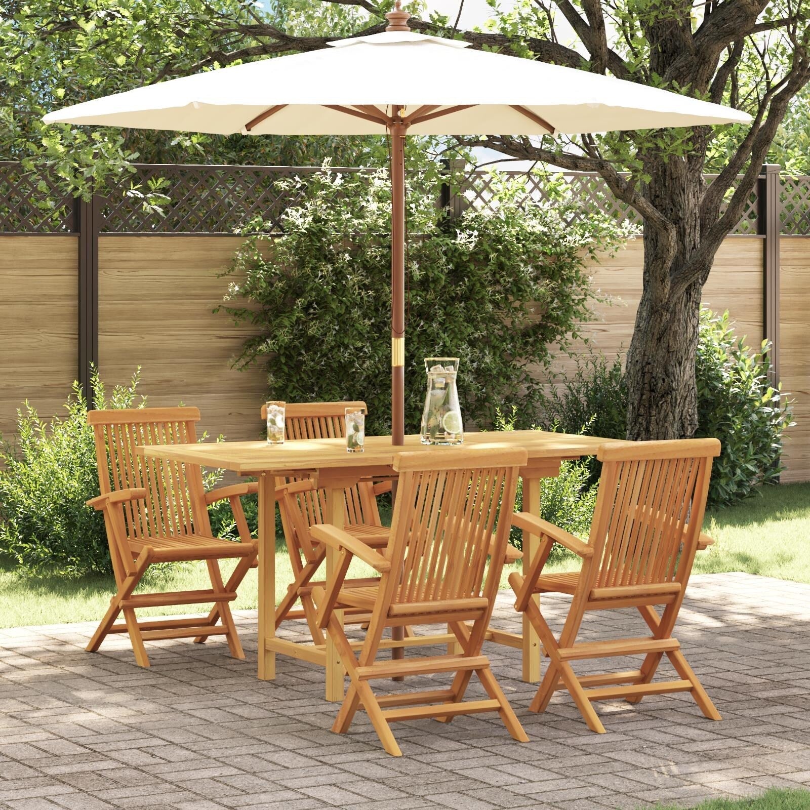vidaXL 5 Piece Garden Dining Set Solid Wood Teak