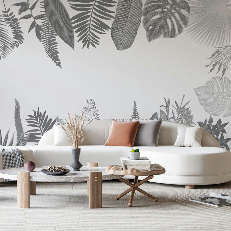 JUNGLE DOUANIER ROUSSEAU B&W - Papier Peint Panoramique L432xH270cm Noir Végétal