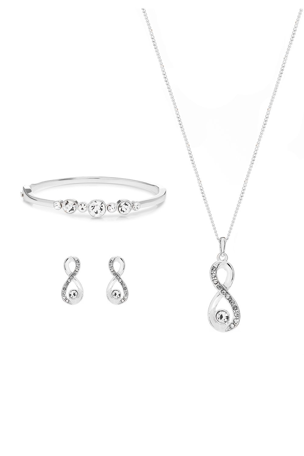 Jon Richard Gift Packaged Silver Crystal Infinity Jewellery Set