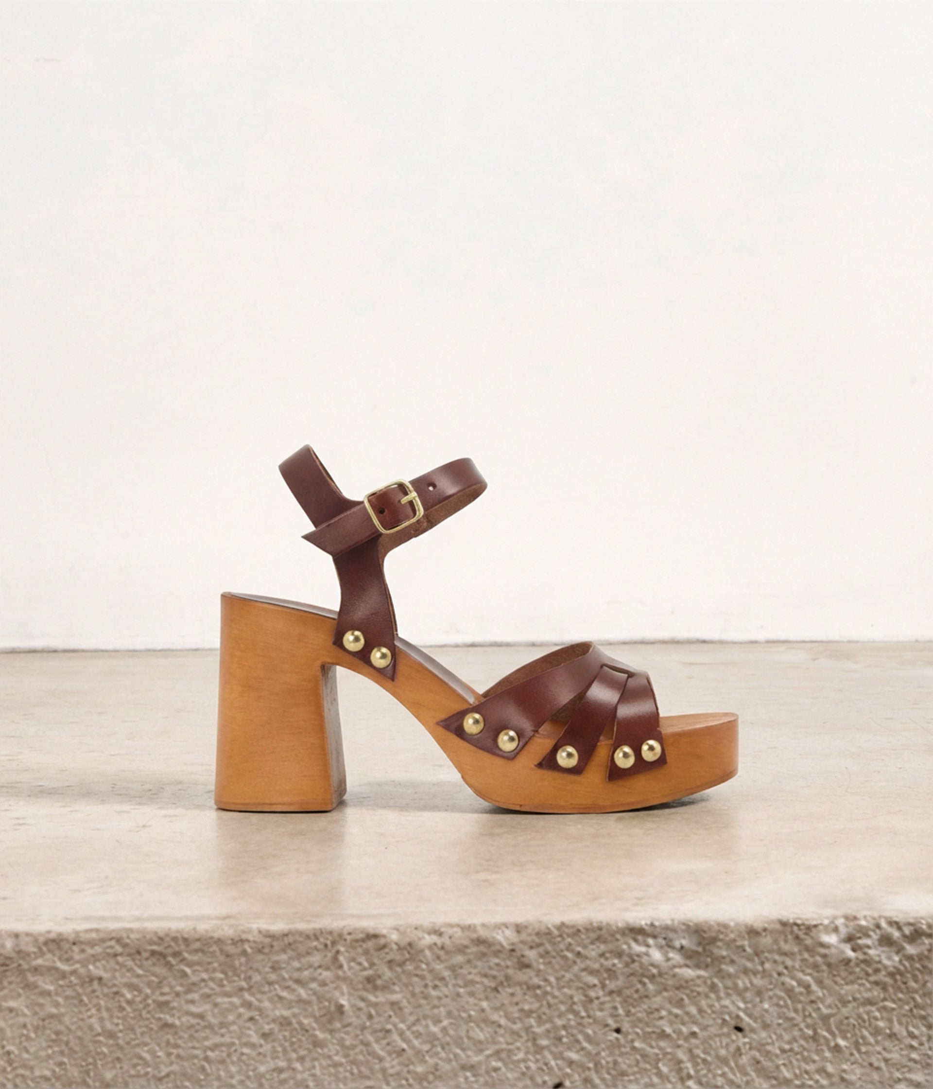 Sandales-sabot cuir chocolat Jennie