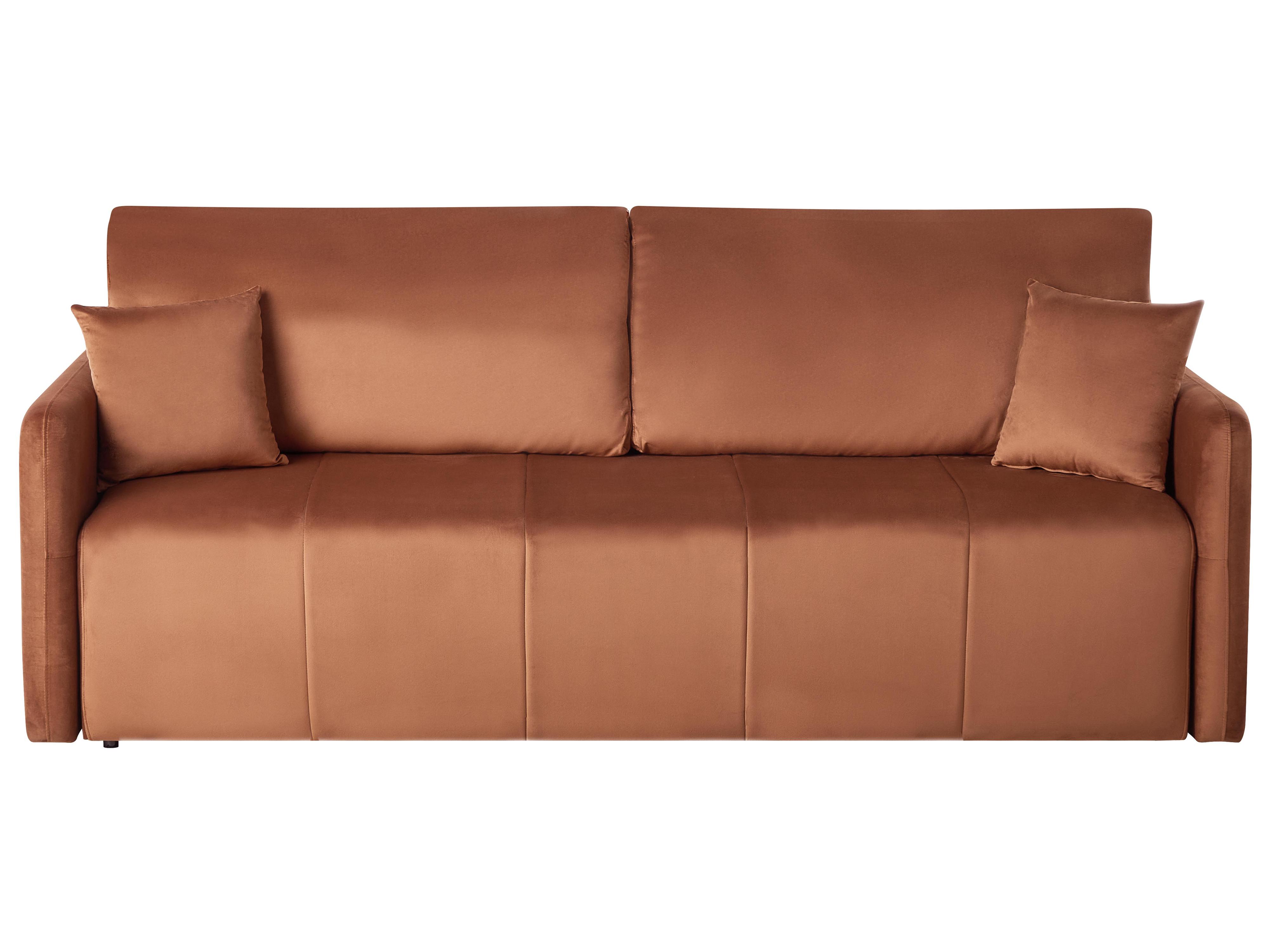 Sofa Bed 3 Seater EGGE Velvet Golden Brown