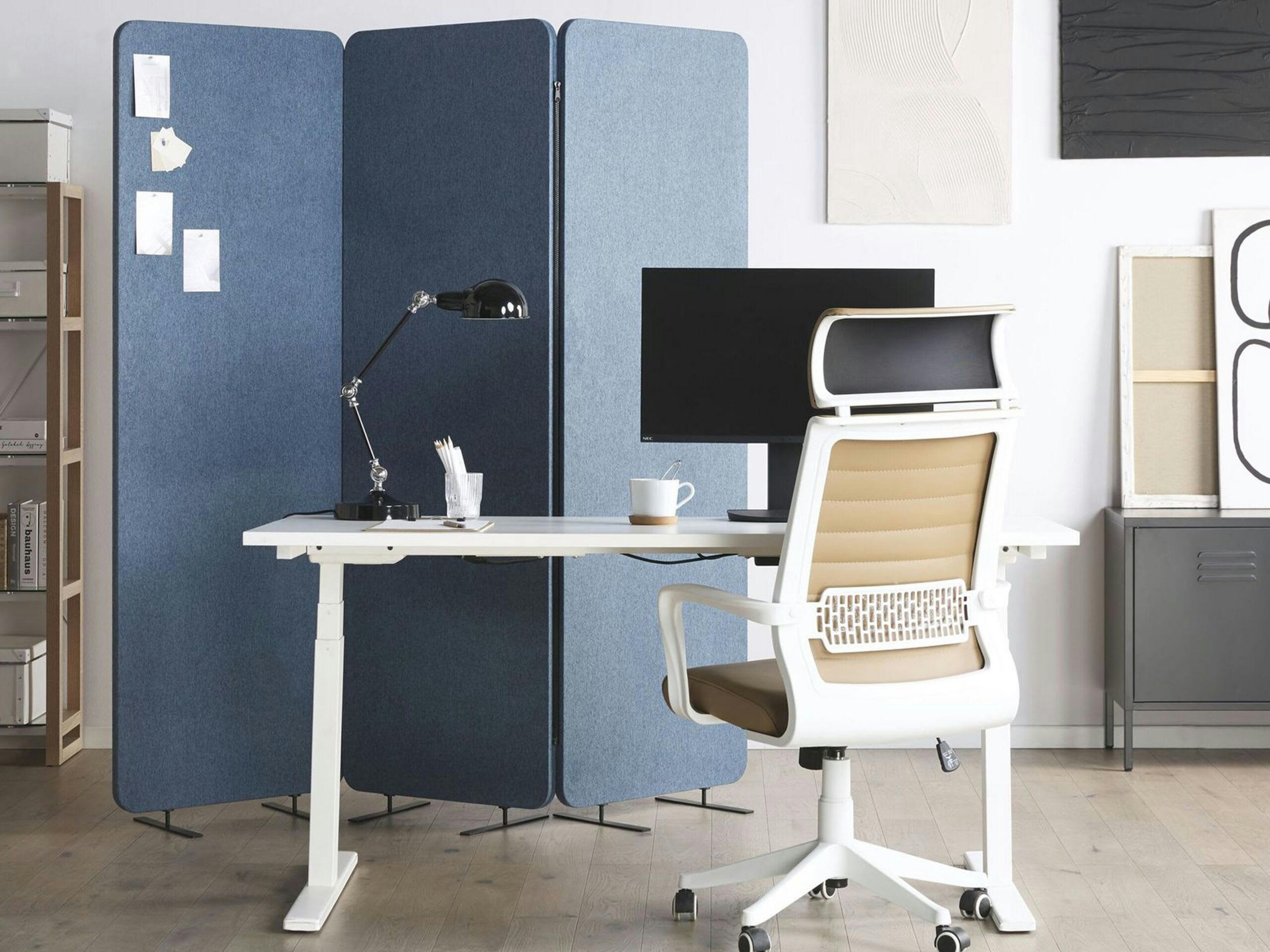 STANDI - Séparateur acoustique 3 panneaux 184 x 184 cm bleu