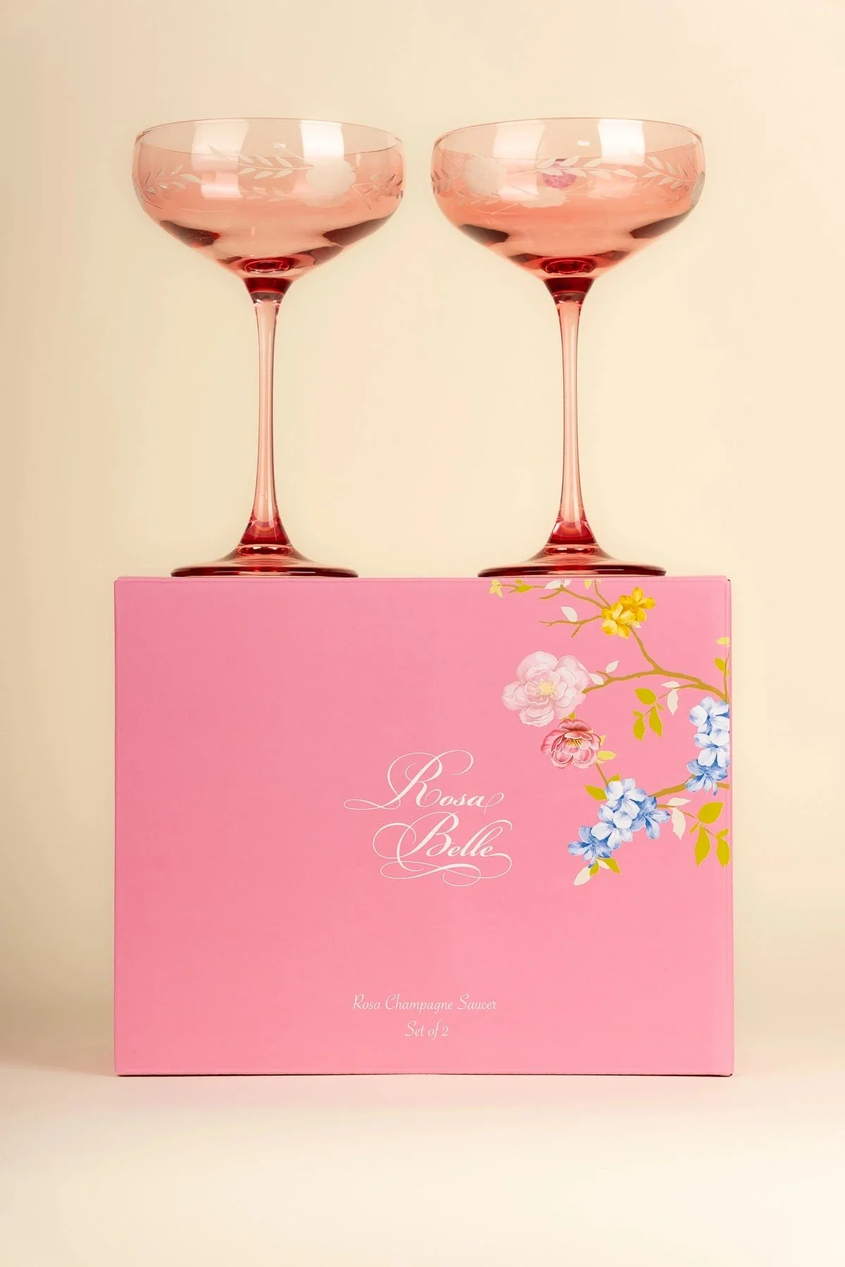 Rosa Belle Set Of 2 Pink Champagne Glasses