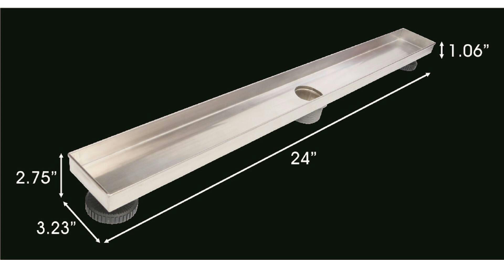 RELN Linear Shower Drain with Removable Grate, Matte Black, 24-in