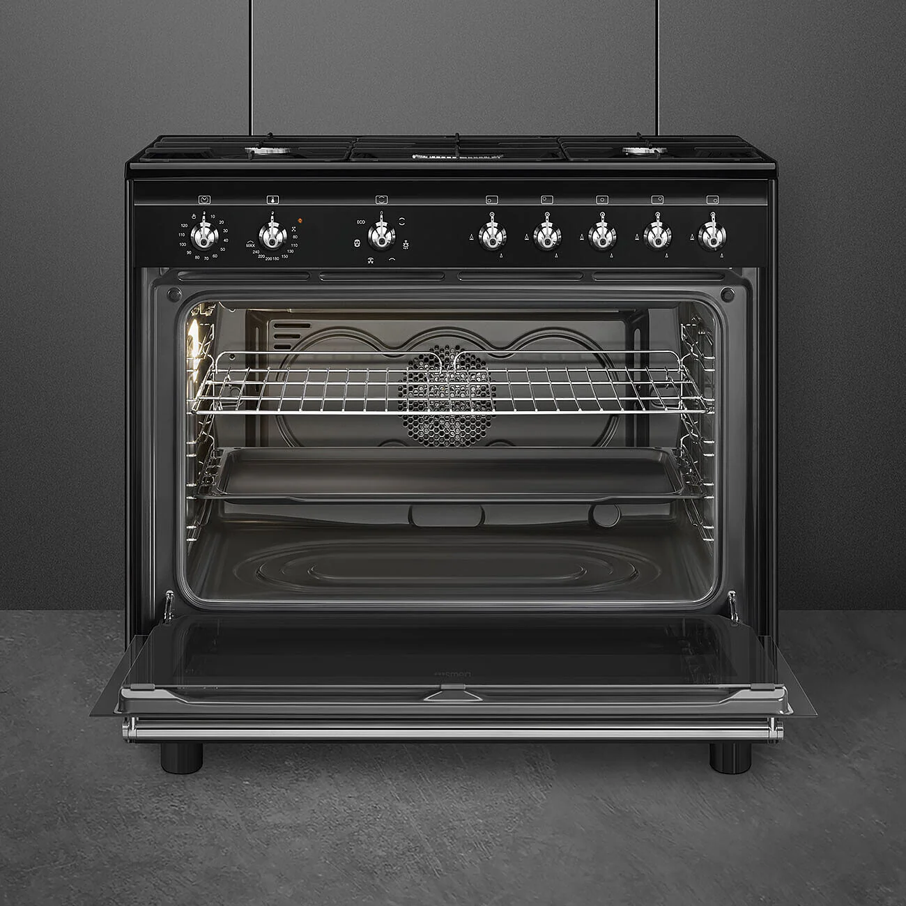 90cm Concert Dual Fuel Range Cooker Black
