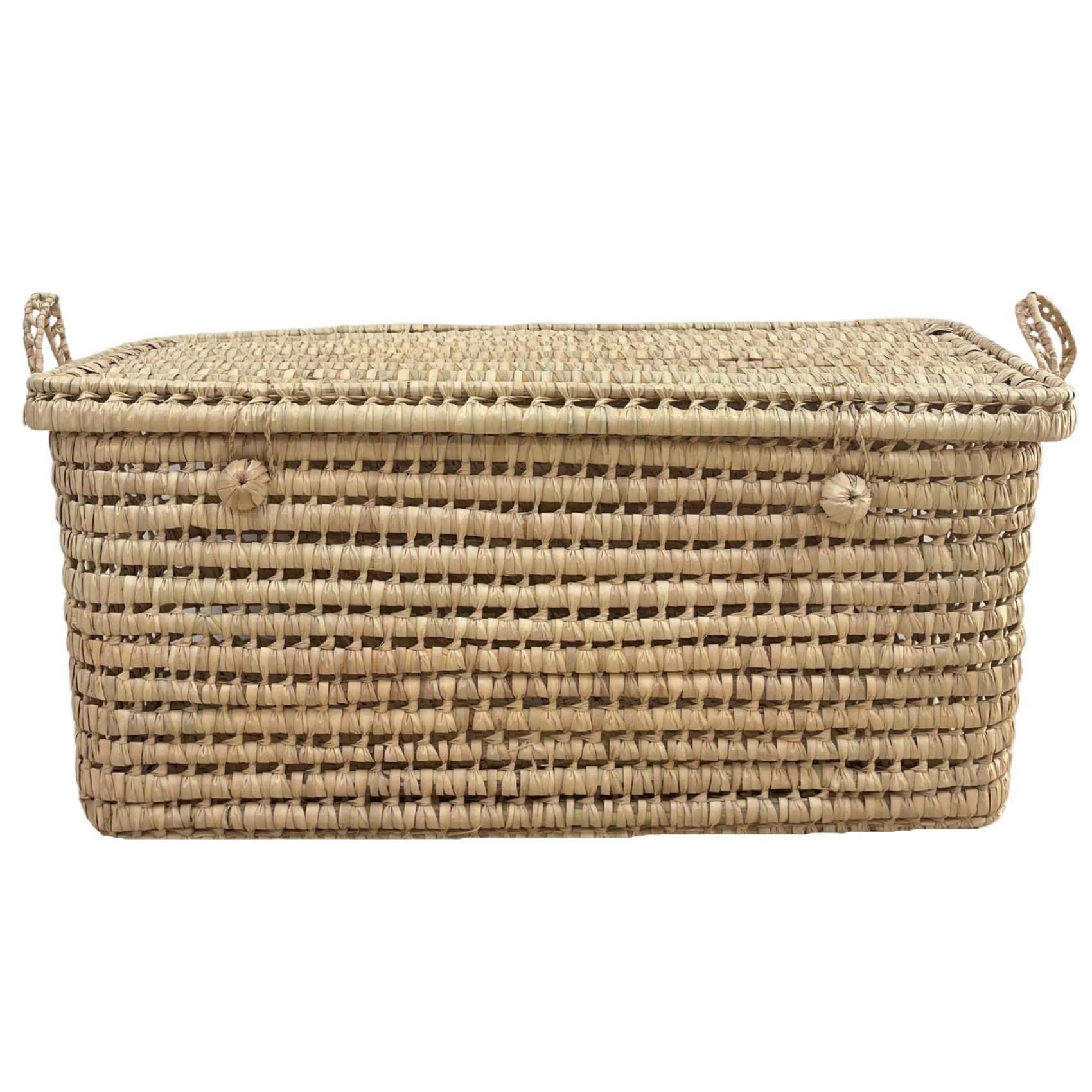 - Malle de rangement feuille de palmier osier naturel 80 cm