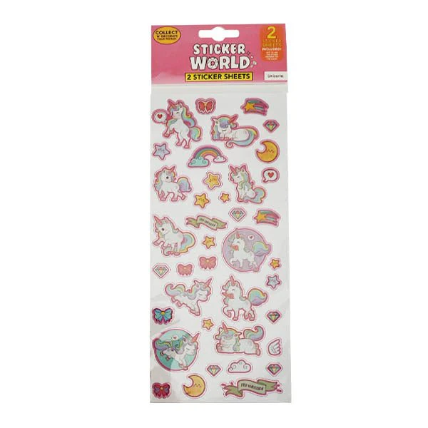 Sticker World Sheets Unicorns 2 Pack