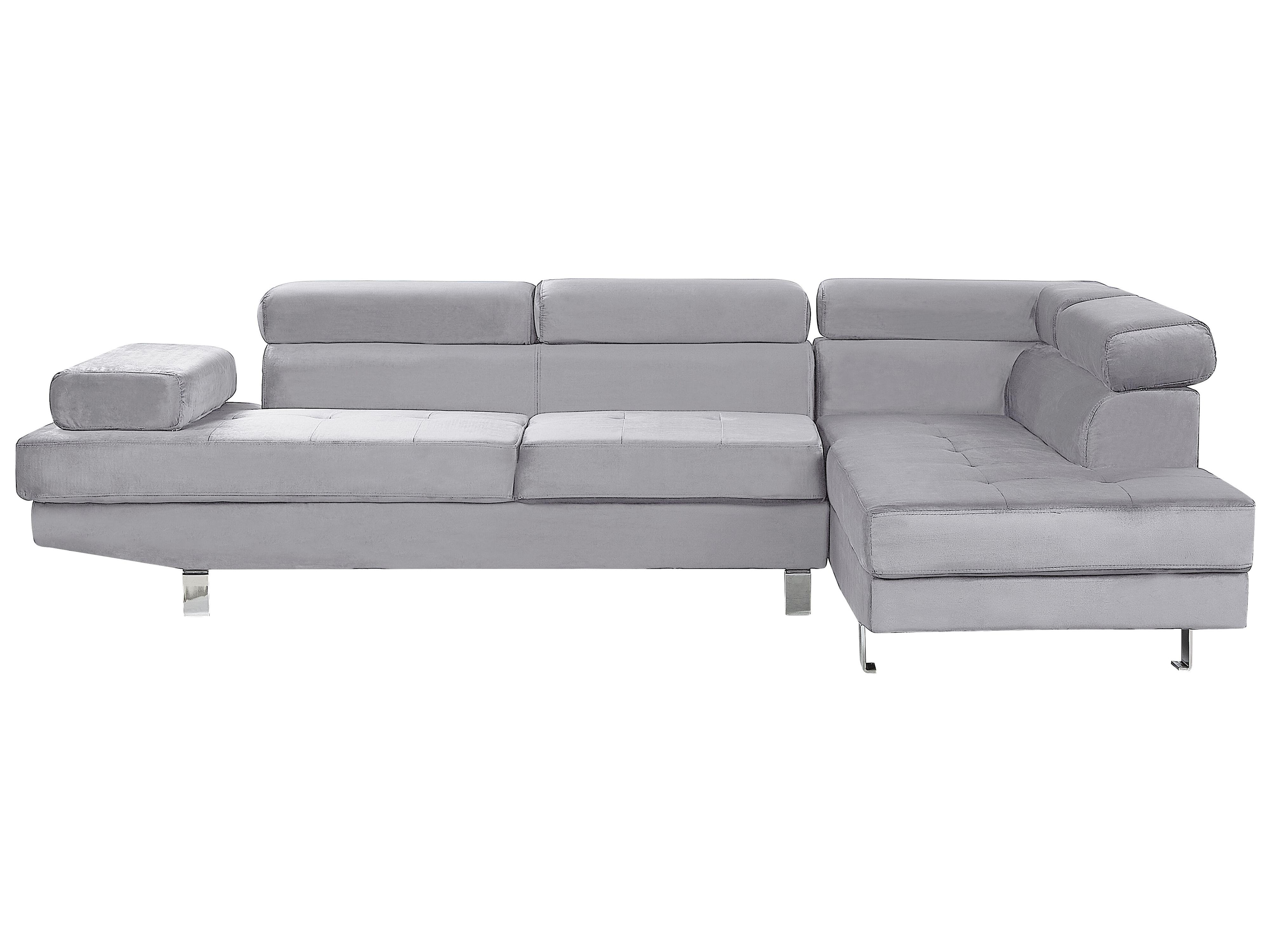 Corner Sofa 5 Seater NORREA Velvet Grey Left Hand